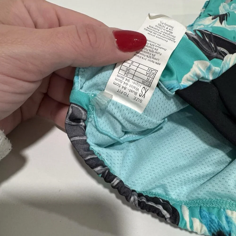 SEAFOLLY ANTHROPOLOGIE TROPICAL VACAY GREEN FLORAL BIKINI BOTTOMS (8)‎ TOP (XS)